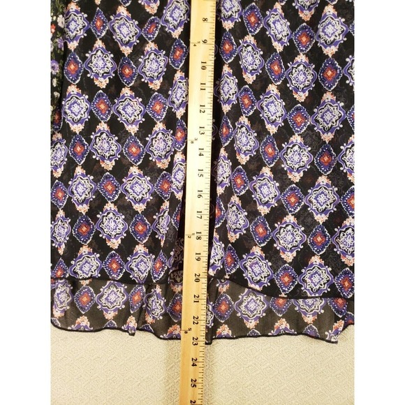 Mason +‎ Mackenzie Shirt Womens Small Black Floral Round Neck Blouse Pullover - Picture 7 of 7